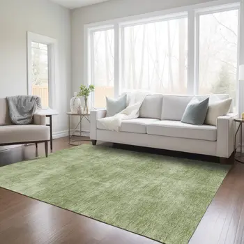 3' X 5' Green Washable Indoor Outdoor Area Rug
