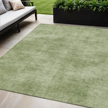 5' X 8' Green Washable Indoor Outdoor Area Rug