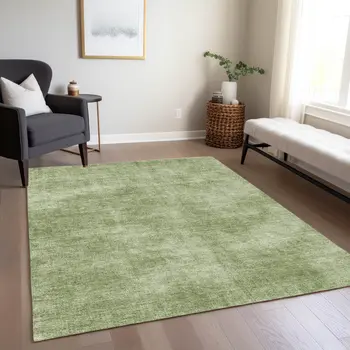 9' X 12' Green Washable Indoor Outdoor Area Rug