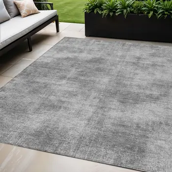 5' X 8' Gray Washable Indoor Outdoor Area Rug