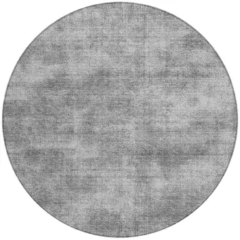 8' Gray Round Washable Indoor Outdoor Area Rug