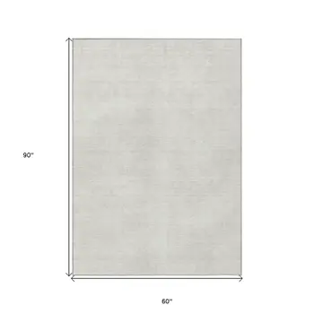 5' X 8' Ivory Washable Indoor Outdoor Area Rug
