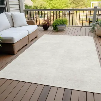 9' X 12' Ivory Washable Indoor Outdoor Area Rug
