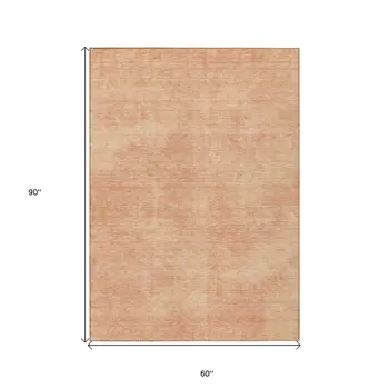 5' X 8' Peach Washable Indoor Outdoor Area Rug
