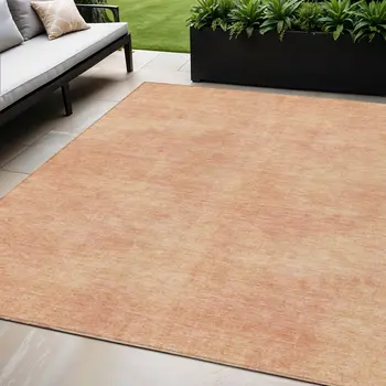 5' X 8' Peach Washable Indoor Outdoor Area Rug