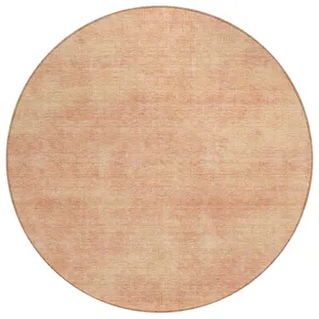 8' Peach Round Washable Indoor Outdoor Area Rug