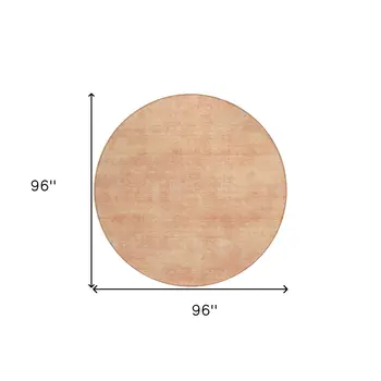 8' Peach Round Washable Indoor Outdoor Area Rug