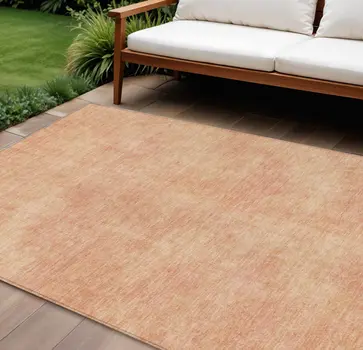 9' X 12' Peach Washable Indoor Outdoor Area Rug