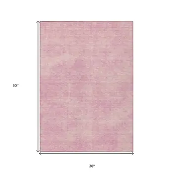 3' X 5' Pink Washable Indoor Outdoor Area Rug