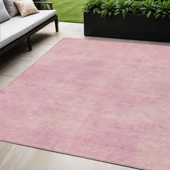 5' X 8' Pink Washable Indoor Outdoor Area Rug