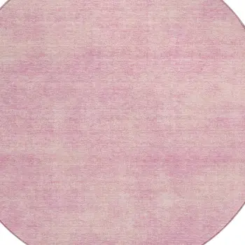 8' Pink Round Washable Indoor Outdoor Area Rug