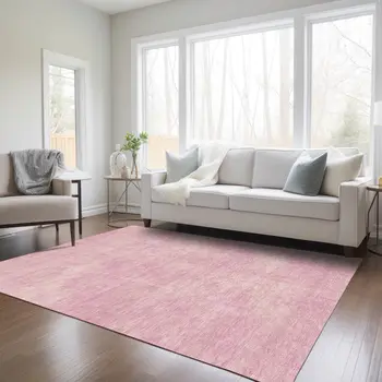 8' X 10' Pink Washable Indoor Outdoor Area Rug