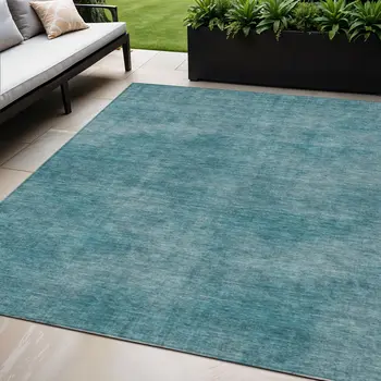 5' X 8' Teal Blue Washable Indoor Outdoor Area Rug