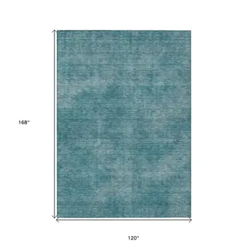10' X 14' Teal Blue Washable Indoor Outdoor Area Rug