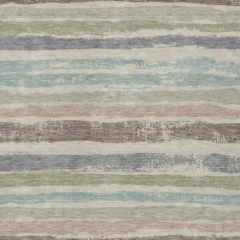 3' X 5' Beige Brown And Gray Striped Washable Indoor Outdoor Area Rug