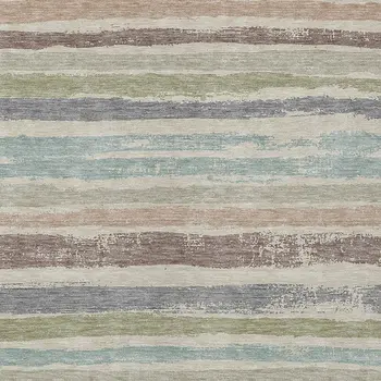 9' X 12' Beige Brown And Gray Striped Washable Indoor Outdoor Area Rug