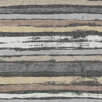 3' X 5' Charcoal Beige And Brown Striped Washable Indoor Outdoor Area Rug