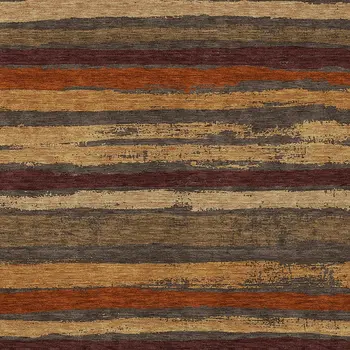 10' X 14' Chocolate Beige And Copper Striped Washable Indoor Outdoor Area Rug