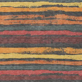 5' X 8' Granite Gray Copper And Yellow Striped Washable Indoor Outdoor Area Rug