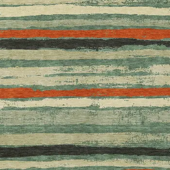 9' X 12' Sage Black And Red Striped Washable Indoor Outdoor Area Rug