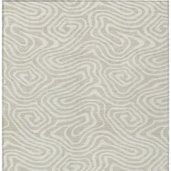 3' X 5' Beige And Linen Abstract Washable Indoor Outdoor Area Rug