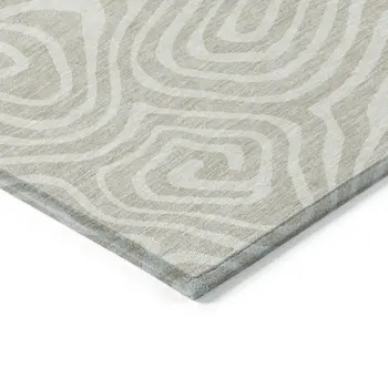 5' X 8' Beige And Linen Abstract Washable Indoor Outdoor Area Rug