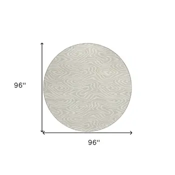 8' Beige And Linen Round Abstract Washable Indoor Outdoor Area Rug