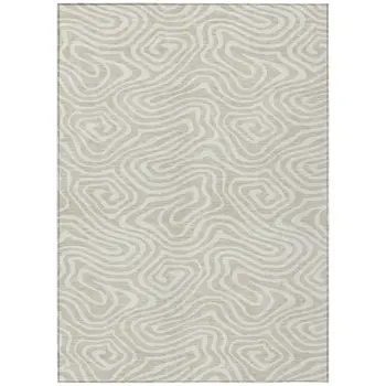 8' X 10' Beige And Linen Abstract Washable Indoor Outdoor Area Rug