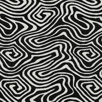 8' X 10' Black And Ivory Abstract Washable Indoor Outdoor Area Rug