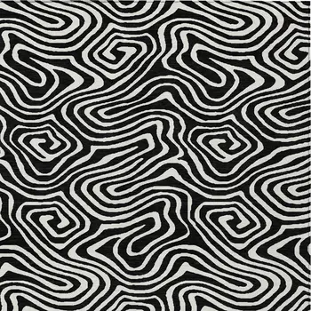 9' X 12' Black And Ivory Abstract Washable Indoor Outdoor Area Rug