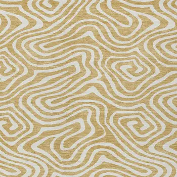 5' X 8' Gold And Beige Abstract Washable Indoor Outdoor Area Rug