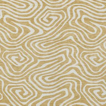8' X 10' Gold And Beige Abstract Washable Indoor Outdoor Area Rug
