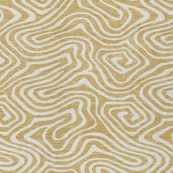 9' X 12' Gold And Beige Abstract Washable Indoor Outdoor Area Rug