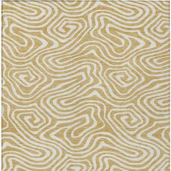 10' X 14' Gold And Beige Abstract Washable Indoor Outdoor Area Rug