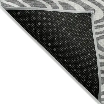 8' X 10' Gray And Ivory Abstract Washable Indoor Outdoor Area Rug