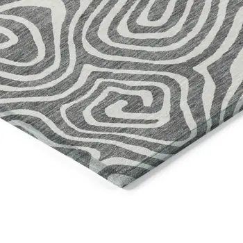 8' X 10' Gray And Ivory Abstract Washable Indoor Outdoor Area Rug