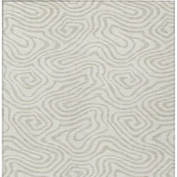 5' X 8' Ivory And Beige Abstract Washable Indoor Outdoor Area Rug
