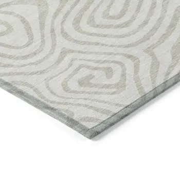 9' X 12' Ivory And Beige Abstract Washable Indoor Outdoor Area Rug
