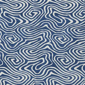5' X 8' Navy Blue And Ivory Abstract Washable Indoor Outdoor Area Rug