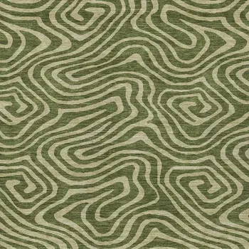 3' X 5' Olive Green And Light Green Abstract Washable Indoor Outdoor Area Rug