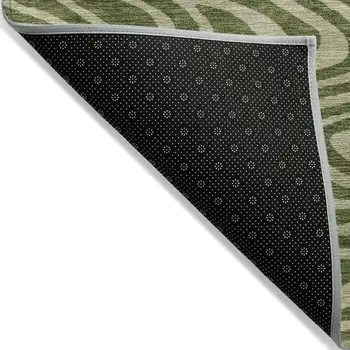 8' X 10' Olive Green And Light Green Abstract Washable Indoor Outdoor Area Rug