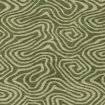 9' X 12' Olive Green And Light Green Abstract Washable Indoor Outdoor Area Rug