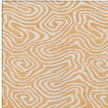 5' X 8' Peach And Ivory Abstract Washable Indoor Outdoor Area Rug