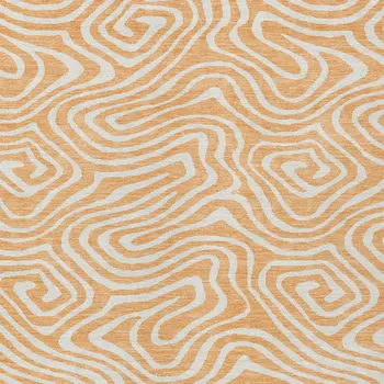 8' X 10' Peach And Ivory Abstract Washable Indoor Outdoor Area Rug