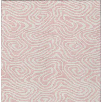 5' X 8' Pink And Gray Abstract Washable Indoor Outdoor Area Rug