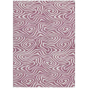 3' X 5' Plum And Ivory Abstract Washable Indoor Outdoor Area Rug