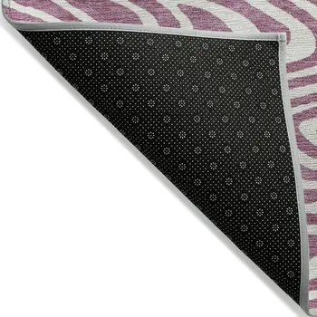 5' X 8' Plum And Ivory Abstract Washable Indoor Outdoor Area Rug