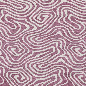 9' X 12' Plum And Ivory Abstract Washable Indoor Outdoor Area Rug