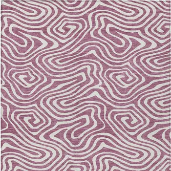 10' X 14' Plum And Ivory Abstract Washable Indoor Outdoor Area Rug