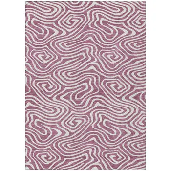 10' X 14' Plum And Ivory Abstract Washable Indoor Outdoor Area Rug